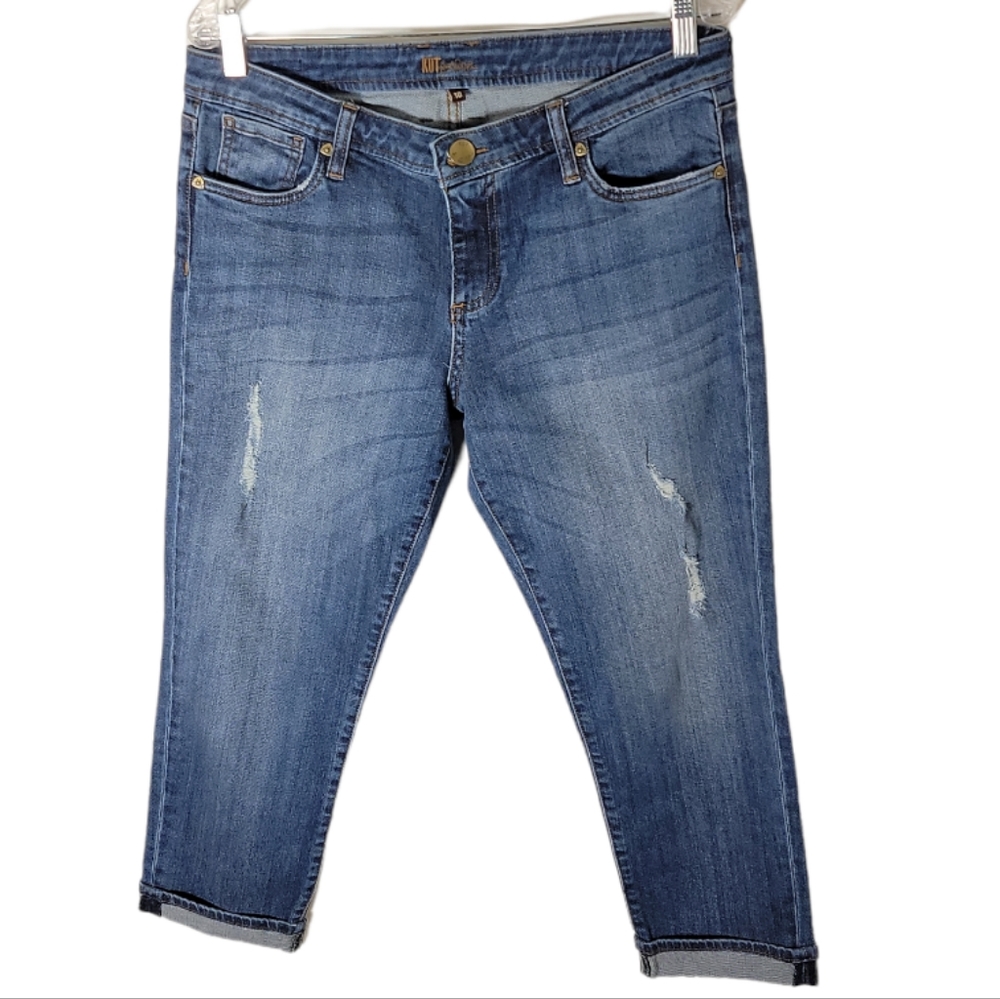 Kut from the Kloth jeans women’s size 10 distressed cuffed leg mid rise denim